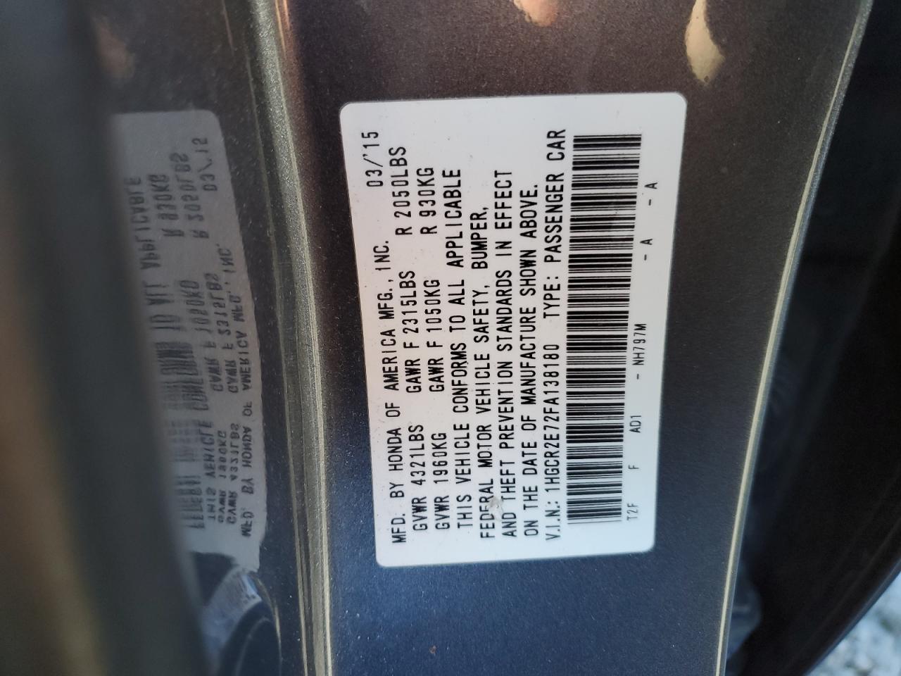 Photo 11 VIN: 1HGCR2E72FA138180 - HONDA ACCORD 