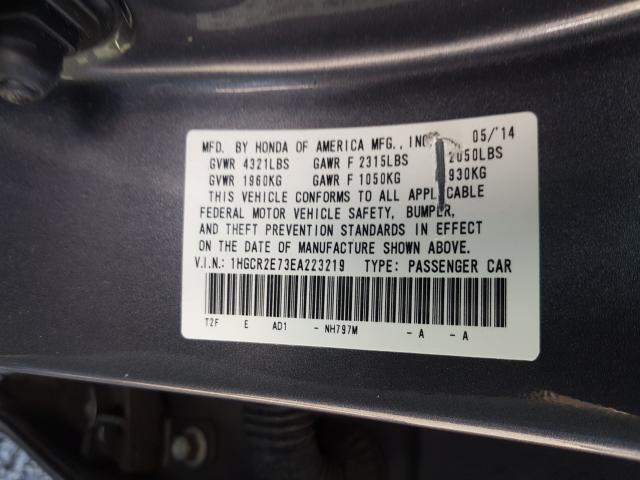 Photo 9 VIN: 1HGCR2E73EA223219 - HONDA ACCORD EX 