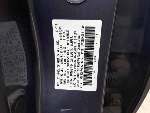 Photo 9 VIN: 1HGCR2E74EA274017 - HONDA ACCORD EX 