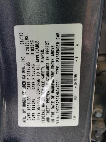 Photo 11 VIN: 1HGCR2F00HA042701 - HONDA ACCORD EX 