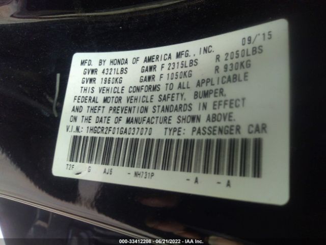 Photo 8 VIN: 1HGCR2F01GA037070 - HONDA ACCORD SEDAN 