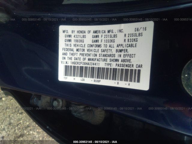 Photo 8 VIN: 1HGCR2F06HA034411 - HONDA ACCORD SEDAN 