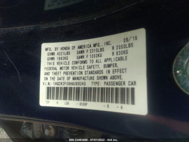 Photo 8 VIN: 1HGCR2F06HA069045 - HONDA ACCORD SEDAN 