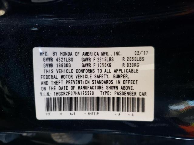 Photo 9 VIN: 1HGCR2F07HA175570 - HONDA ACCORD EX 