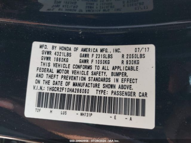 Photo 8 VIN: 1HGCR2F10HA266060 - HONDA ACCORD 