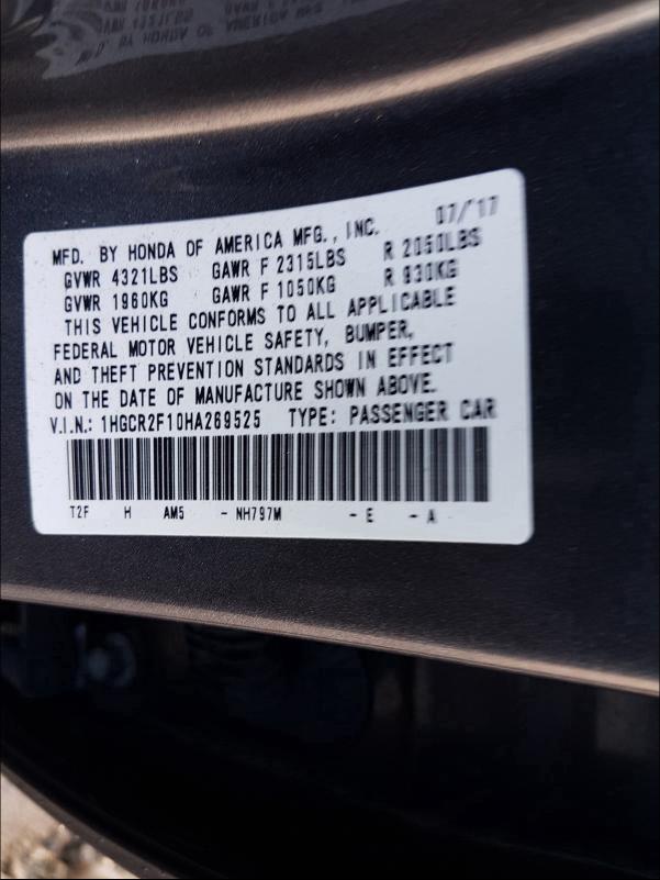 Photo 9 VIN: 1HGCR2F10HA269525 - HONDA ACCORD SPO 