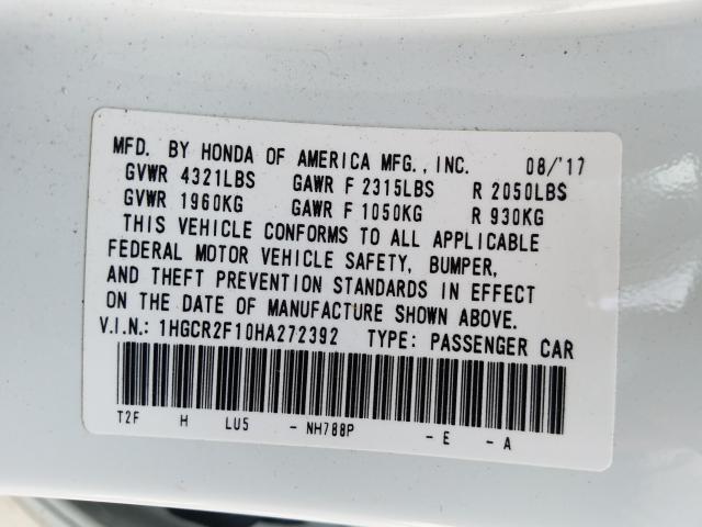 Photo 9 VIN: 1HGCR2F10HA272392 - HONDA ACCORD SPO 