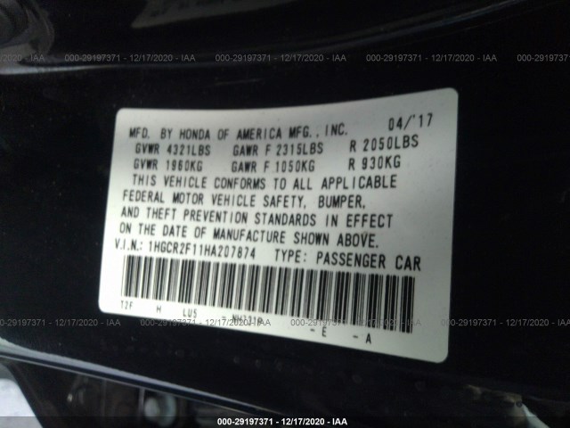 Photo 8 VIN: 1HGCR2F11HA207874 - HONDA ACCORD SEDAN 