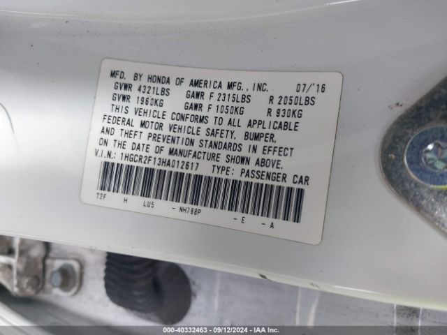 Photo 8 VIN: 1HGCR2F13HA012617 - HONDA ACCORD 