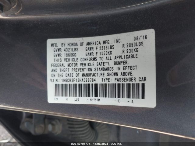 Photo 8 VIN: 1HGCR2F13HA028784 - HONDA ACCORD 