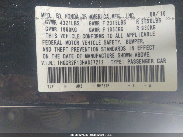 Photo 8 VIN: 1HGCR2F13HA037212 - HONDA ACCORD SEDAN 