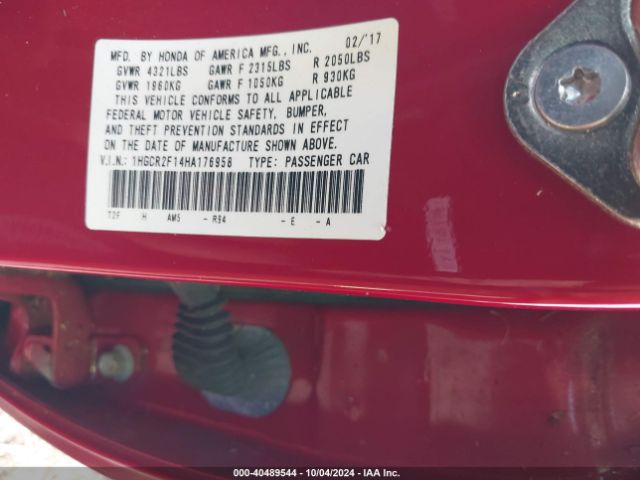 Photo 8 VIN: 1HGCR2F14HA176958 - HONDA ACCORD 