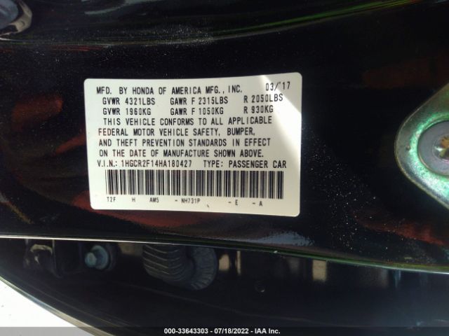 Photo 8 VIN: 1HGCR2F14HA180427 - HONDA ACCORD SEDAN 