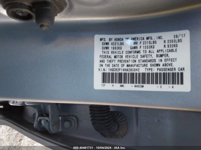 Photo 8 VIN: 1HGCR2F14HA280642 - HONDA ACCORD 