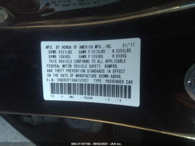 Photo 8 VIN: 1HGCR2F15HA152927 - HONDA ACCORD SEDAN 