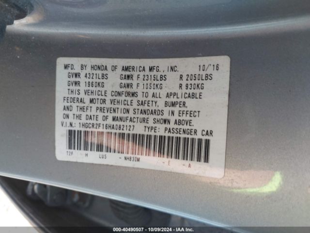 Photo 8 VIN: 1HGCR2F16HA082127 - HONDA ACCORD 