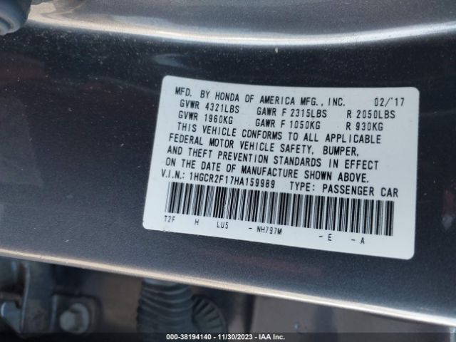 Photo 8 VIN: 1HGCR2F17HA159989 - HONDA ACCORD 