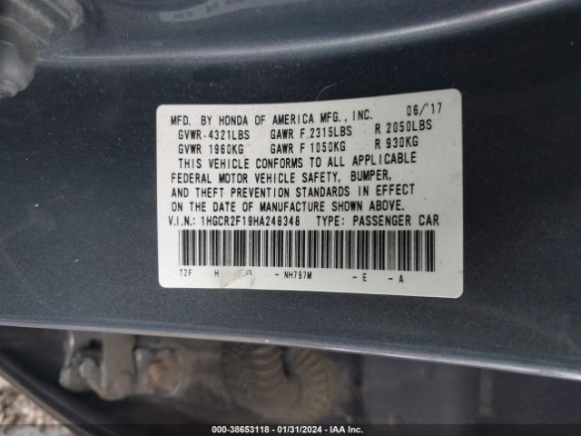 Photo 8 VIN: 1HGCR2F19HA248348 - HONDA ACCORD 