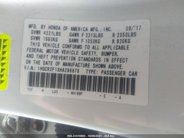 Photo 8 VIN: 1HGCR2F1XHA286879 - HONDA ACCORD SEDAN 