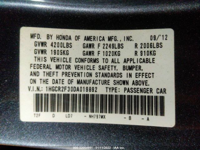 Photo 8 VIN: 1HGCR2F30DA019892 - HONDA ACCORD 