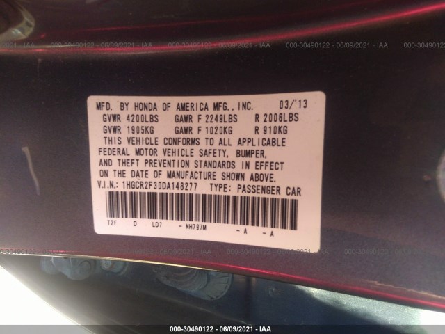 Photo 8 VIN: 1HGCR2F30DA148277 - HONDA ACCORD SDN 