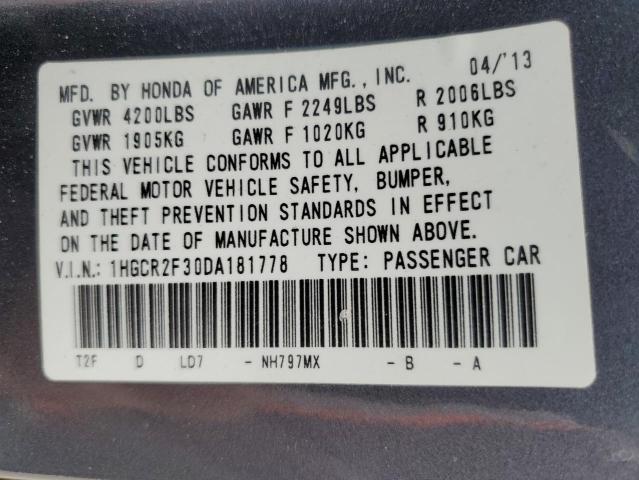 Photo 11 VIN: 1HGCR2F30DA181778 - HONDA ACCORD 