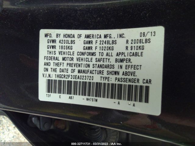 Photo 8 VIN: 1HGCR2F30EA023720 - HONDA ACCORD SEDAN 