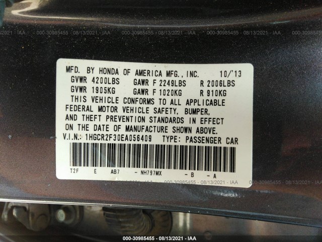 Photo 8 VIN: 1HGCR2F30EA056409 - HONDA ACCORD SEDAN 