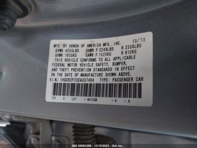 Photo 8 VIN: 1HGCR2F30EA057494 - HONDA ACCORD 