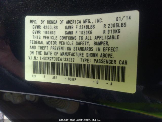 Photo 8 VIN: 1HGCR2F30EA133022 - HONDA ACCORD SEDAN 