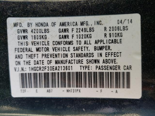 Photo 9 VIN: 1HGCR2F30EA213601 - HONDA ACCORD LX 