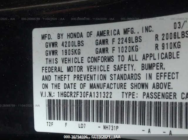 Photo 8 VIN: 1HGCR2F30FA131322 - HONDA ACCORD SEDAN 