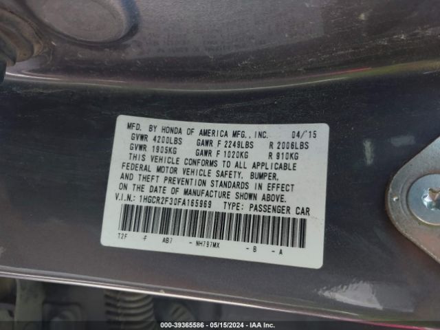 Photo 8 VIN: 1HGCR2F30FA165969 - HONDA ACCORD 