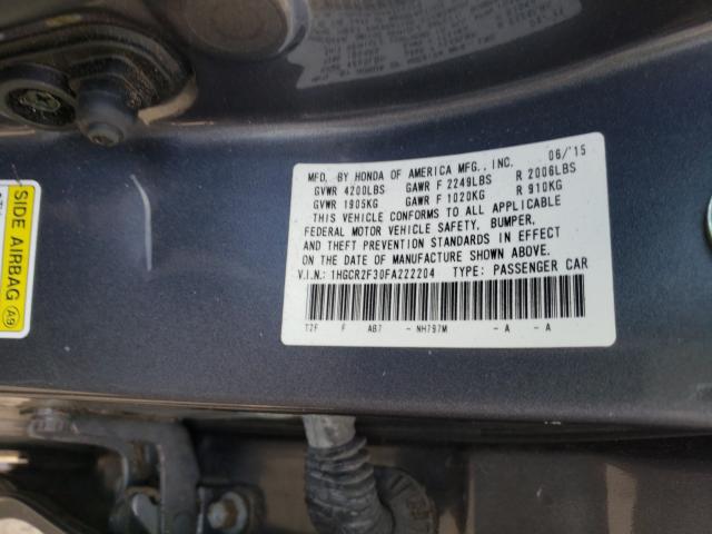 Photo 9 VIN: 1HGCR2F30FA222204 - HONDA ACCORD LX 