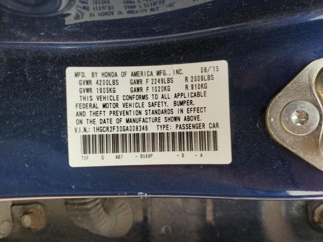 Photo 11 VIN: 1HGCR2F30GA008346 - HONDA ACCORD LX 