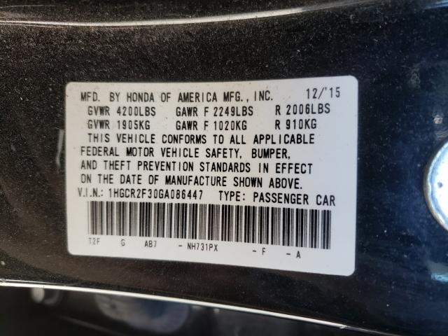 Photo 9 VIN: 1HGCR2F30GA086447 - HONDA ACCORD LX 