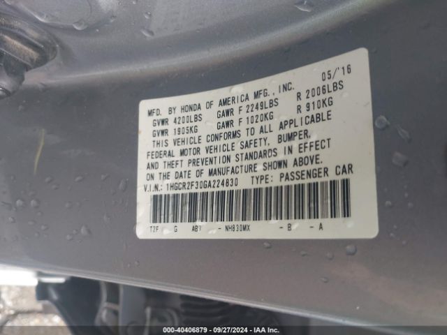 Photo 8 VIN: 1HGCR2F30GA224830 - HONDA ACCORD 