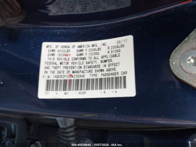 Photo 8 VIN: 1HGCR2F30HA236946 - HONDA ACCORD 