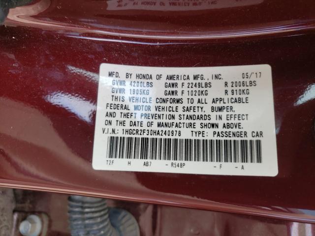 Photo 9 VIN: 1HGCR2F30HA240978 - HONDA ACCORD LX 