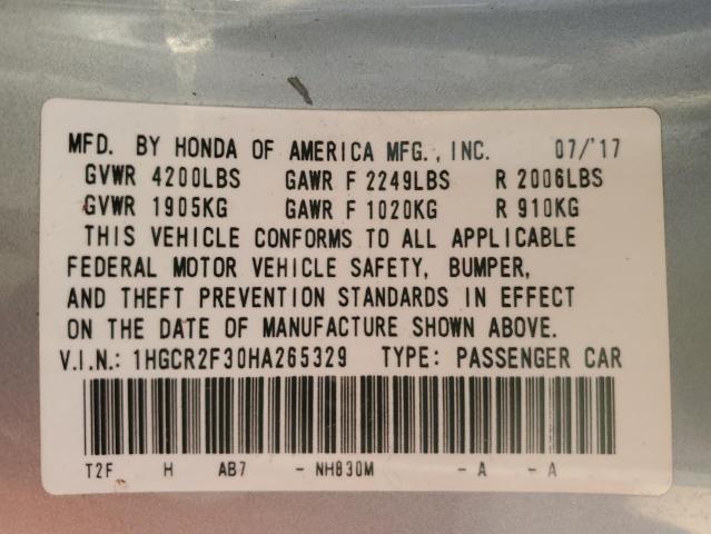 Photo 11 VIN: 1HGCR2F30HA265329 - HONDA ACCORD LX 