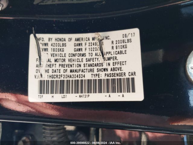 Photo 8 VIN: 1HGCR2F30HA304534 - HONDA ACCORD 