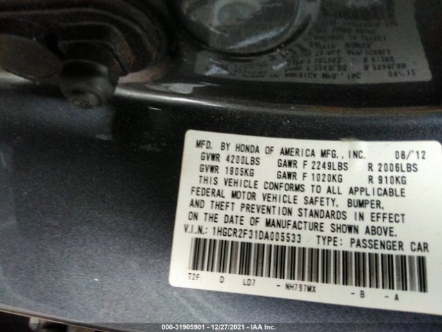 Photo 8 VIN: 1HGCR2F31DA005533 - HONDA ACCORD SDN 