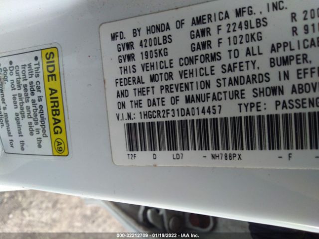 Photo 8 VIN: 1HGCR2F31DA014457 - HONDA ACCORD SDN 