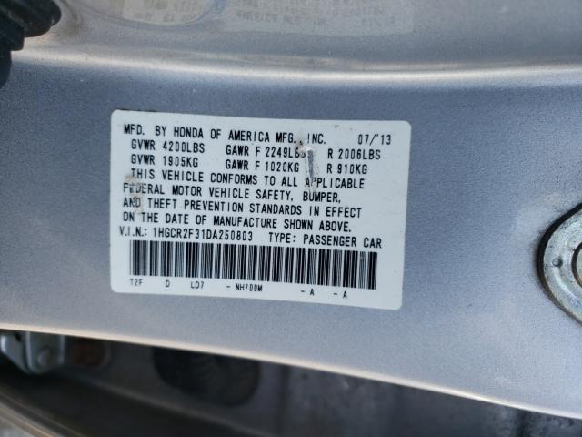 Photo 9 VIN: 1HGCR2F31DA250803 - HONDA ACCORD LX 