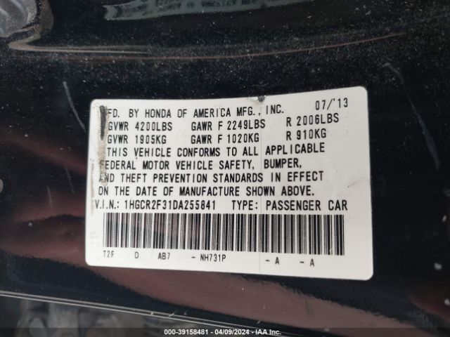 Photo 8 VIN: 1HGCR2F31DA255841 - HONDA ACCORD 