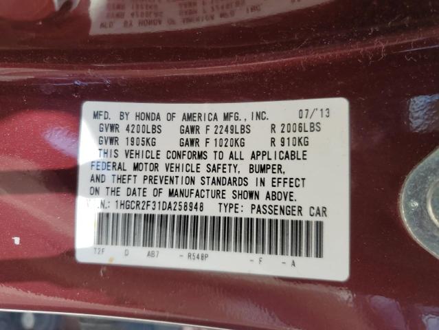 Photo 12 VIN: 1HGCR2F31DA258948 - HONDA ACCORD LX 