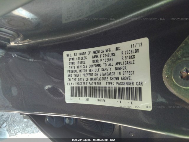 Photo 8 VIN: 1HGCR2F31EA076796 - HONDA ACCORD LX 