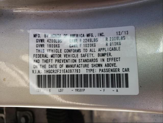 Photo 9 VIN: 1HGCR2F31EA097793 - HONDA ACCORD LX 