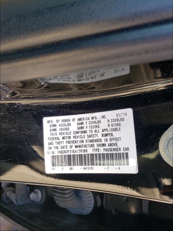 Photo 9 VIN: 1HGCR2F31EA126368 - HONDA ACCORD LX 