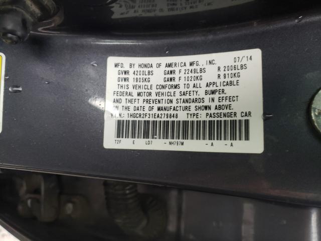 Photo 9 VIN: 1HGCR2F31EA279848 - HONDA ACCORD LX 